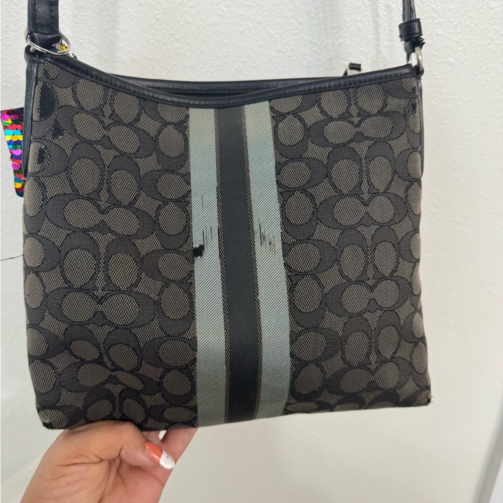 Coach Black and Gray Signature fair Messenger Bag - Picture 9 of 13